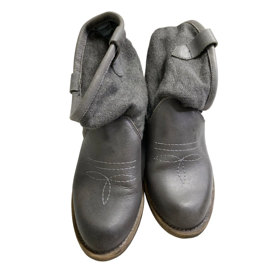 Anthropologie Coolway Botines EE. UU. Talla 7 EU 38 Gris Semi Slouch Cuero Lino Foto 2 de 4