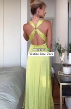 ZARA NWT $129 SS24 CROSS STRAP MIDI DRESS ZW COLLECTION LIME GREEN | 5107/042