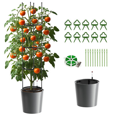 SLSY Tomato Planter Box with Trellis, Self Watering Rolling Raised Garden Bed