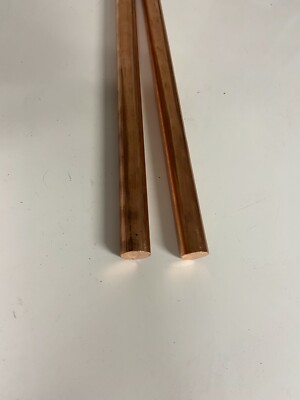 2 Pieces 5/8 110 COPPER SOLID ROUND ROD 12'' long New Lathe Stock 1/2 Hard