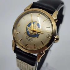 RARE Croton Aquamatic 360EL FREEMASON Watch 10k Gold Filled - PARTS REPAIR