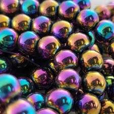 Iridescent Rainbow Hematite Beads Colorful Natural Smooth Round 6mm 8mm 10mm