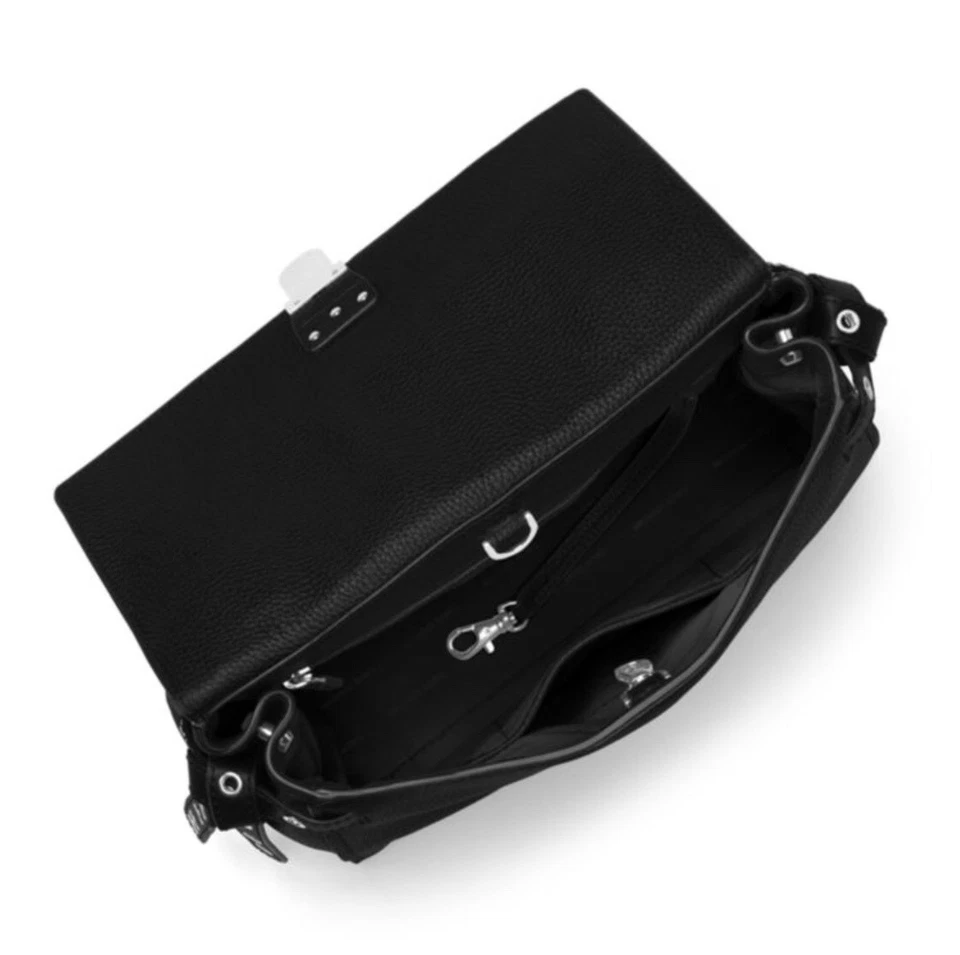 Cartera Michael Kors Bristol con asa superior mediana de cuero negra y plateada herrajes Foto 3 de 4