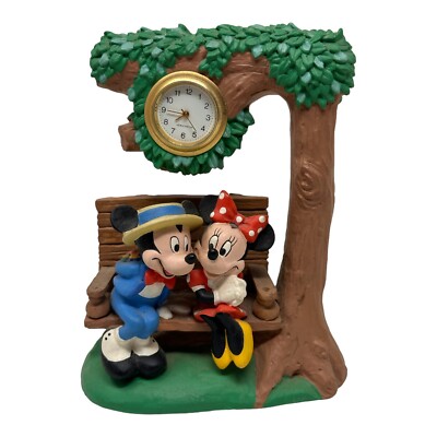 Disney's Mickey & Minnie on Bench Park Clock 4.5