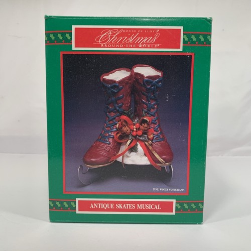 House of Lloyd Ice Skates Music Box Christmas Decor Plays “Winter Wonderland” - Picture 12 of 15