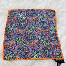 TED BAKER MENS POCKET SQUARE HANDKERCHIEF PAISLEY ORANGE