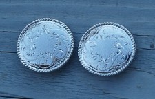 Lot of 2 Engraved Rope Edge Silver Nickel Concho 1-1/2" 3/4"