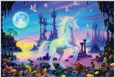 Unicorn Sunset - Non-Flocked Blacklight Poster 36.5" x 24.5" - Laminated