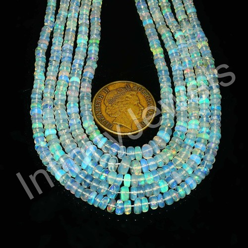 925 Silber Welo Natürlicher Äthiopischer Feueropal Rondell Perlen Halskette Schmuck - Bild 12 von 18