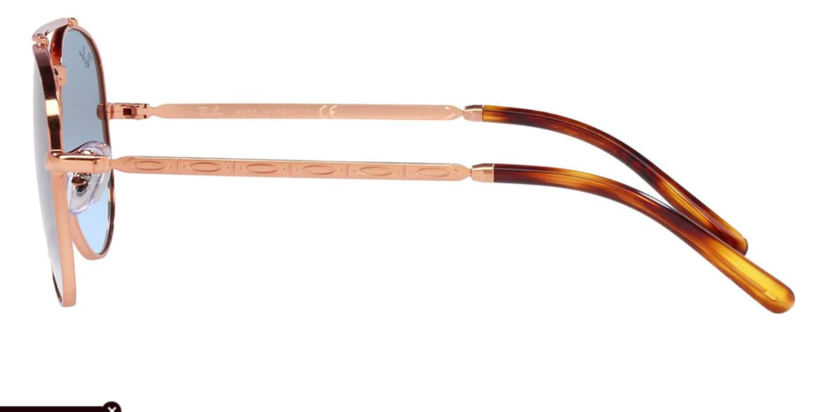 Ray Ban Aviator Blue Lens Rose Gold Frame Sunglasses RB 3449 9035/59-14-135 Ray-Ban RB3449 Sunglasses | FramesDirect.com main image 3