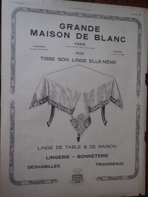 GRANDE MAISON DU BLANC + OMEGA + WATERMAN + TWINPLEX GILLETTE ILLUSTRATION 1920