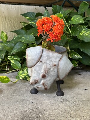 Rustic Galvanized Dog Planter New Inside/Outside Zaer Ltd.
