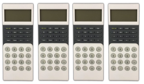 4X Design Taschenrechner Mit Uhr | Tischrechner BüRorechner Rechenmaschine-image