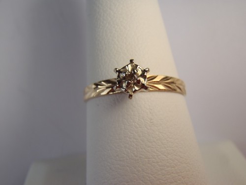 Vintage 10K Gold Engagement Promise Ring GENUINE REAL 1 Point Diamond Size 7 - Picture 8 of 20