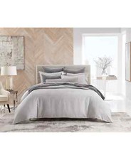 Hotel Collection Modern Crosshatch Natural Duvet Comforter Cover Set Queen/Full