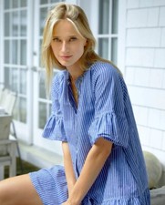 Kerri Rosenthal Amanda Mini Dress Striped Printed Ruffle Buttondown S NEW 270242