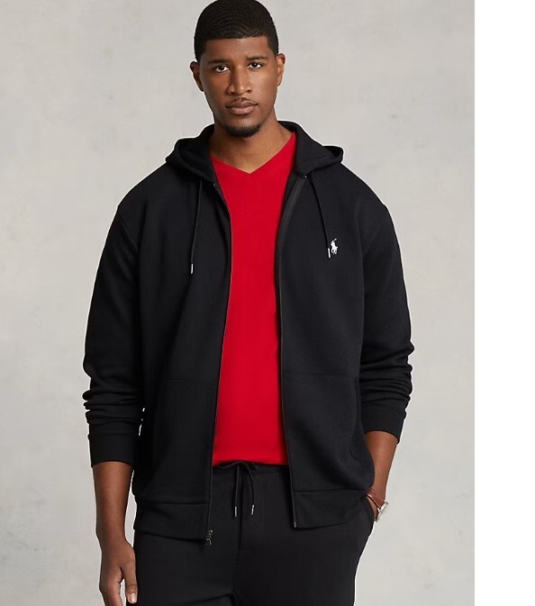 Polo Ralph Lauren doppia maglia zip cappuccio nero giacca bianco pony 3XB 3X nuova con etichette