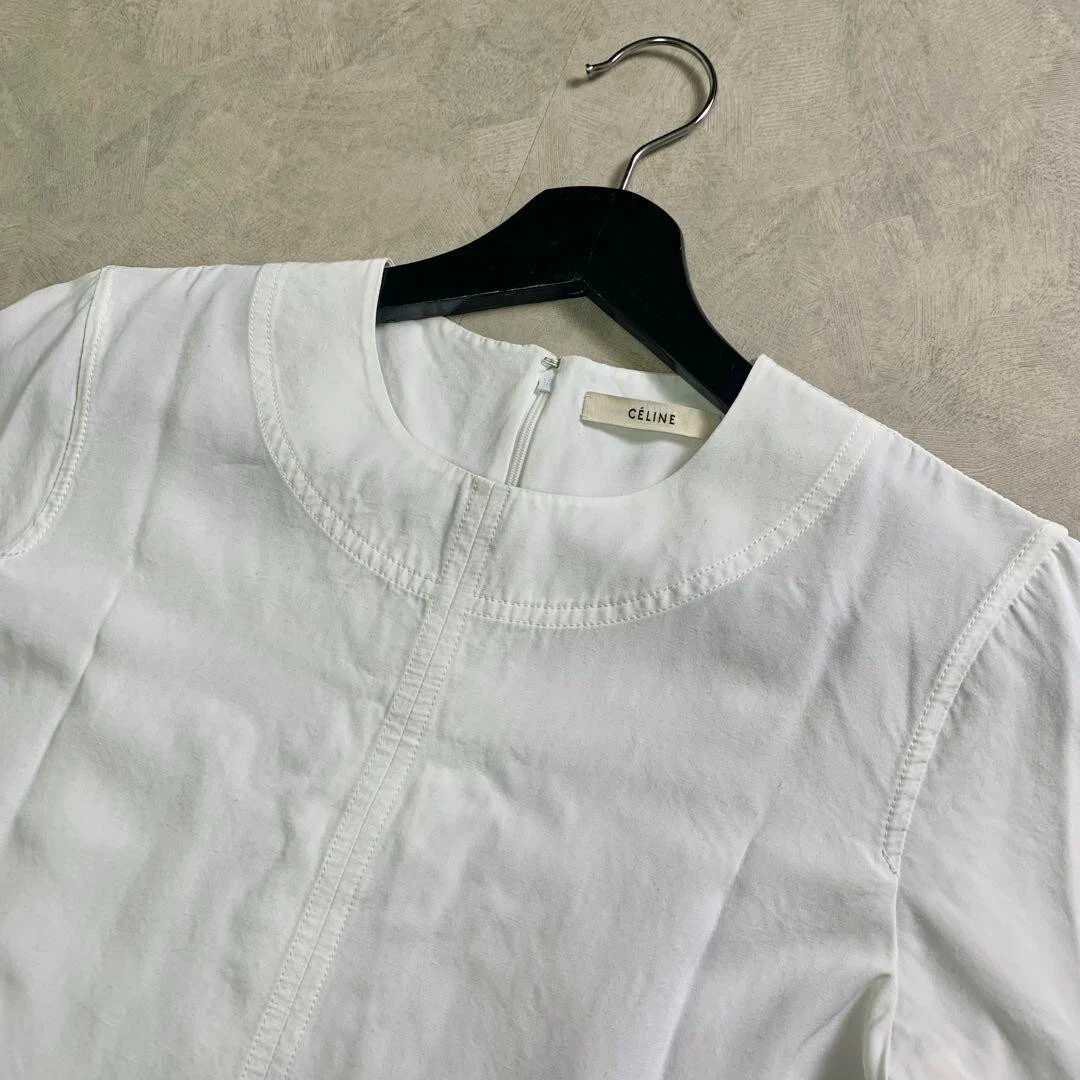 CELINE tunica blusa mezza manica 36 bianco donna