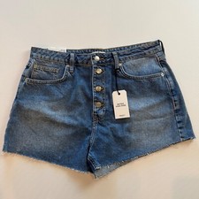 Forever 21 Women's Button Fly Retro High Rise Denim Jean Shorts Size 30 NWT