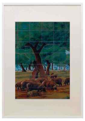 733078 Wild Boar Tile Dos Hermanas Seville Spain A3 A4 Framed Print Picture