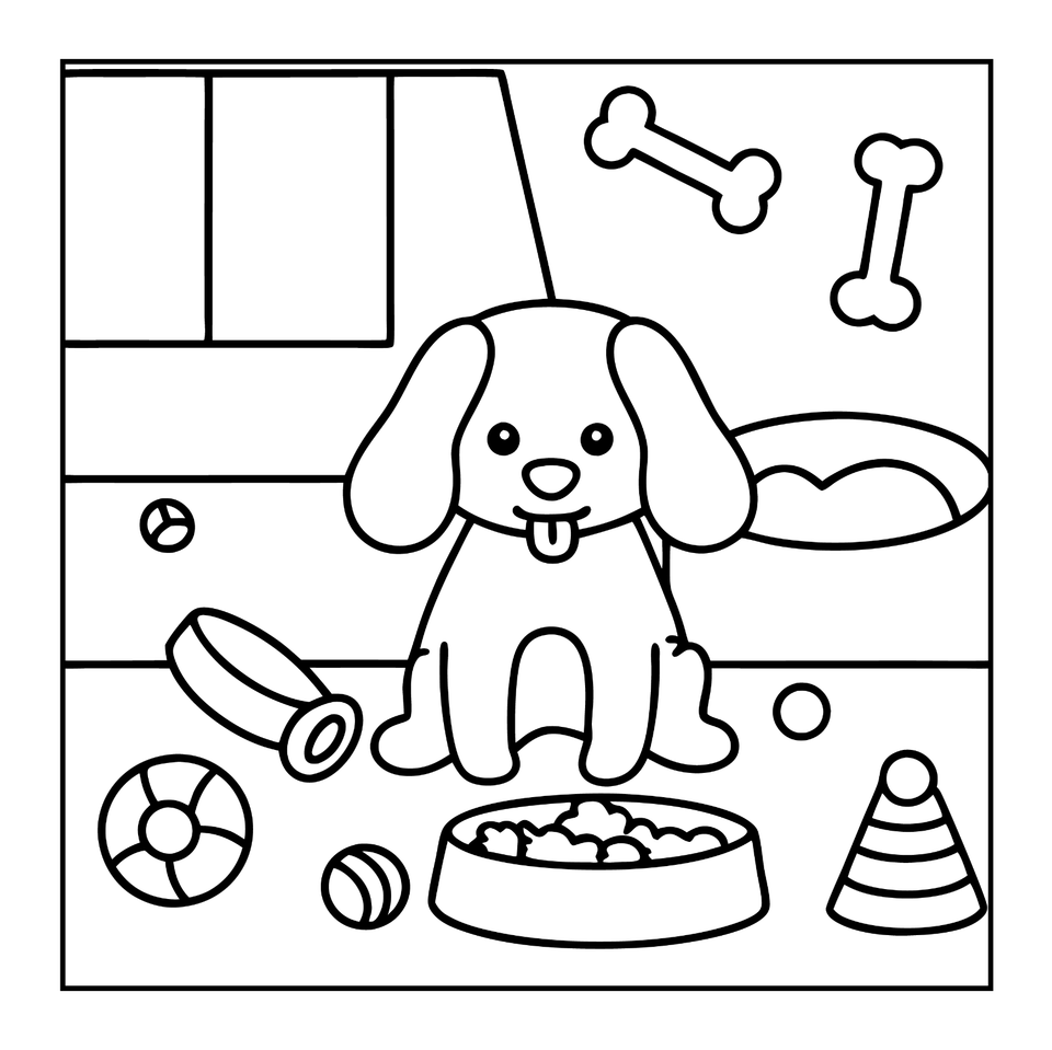 Cute Kawaii Dog Coloring Book for Kids Adorable Puppies, Fun Gift