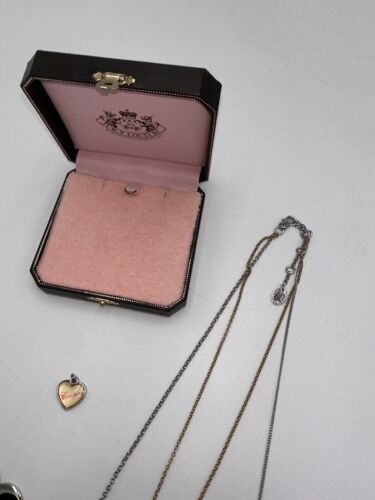 Vintage Juicy Couture Y2K Gold Silber Herz Schloss Schlüssel Charms Halslos Box defekt - Bild 3 von 9