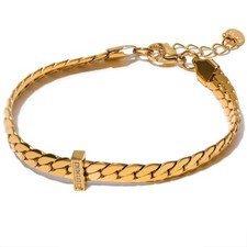 Bracciale Rigido da donna In Acciaio E Strass Colore Argento, Oro