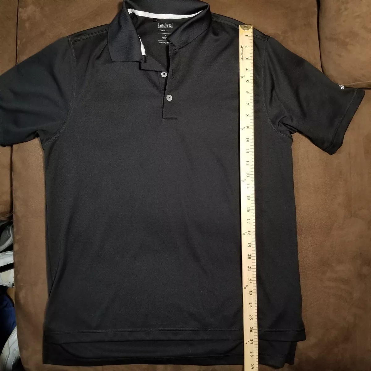 2015 ADIDAS GOLF POLO ALL BLACK TEXTURED MENS MEDIUM EXCELLENT CONDITION