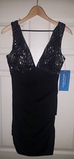 NWT Trixxi Juniors Dress Evening Formal Event Black silver sequins Prom Size 3