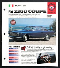 1964 Fiat 2300s Coupe Unique Imp Brochure 1964 Fiat 2300s Coupe Unique Imp Brochure