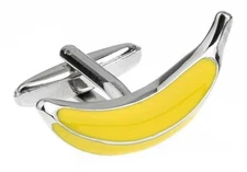 Banana Yellow Cufflinks Wedding Fruit Fancy Gift Box & Polishing Cloth
