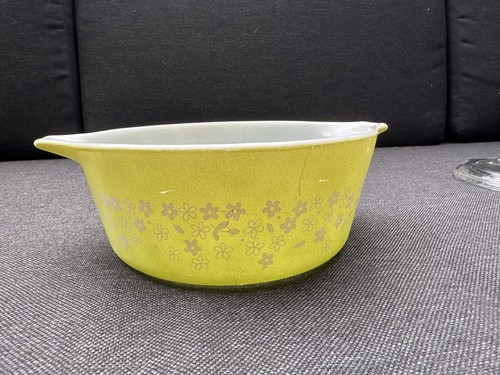 Vintage Pyrex Green Spring Blossom Baking Dish & Lid 750ml 472-B Crazy Daisy - Picture 14 of 17