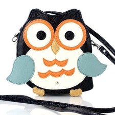 NEW SLEEPYVILLE GRITTERS 3D  ORANGE,TEAL,BLACK OWL CROSSBODY,SHOULDER BAG