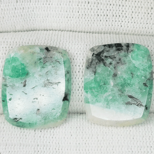 24.41Cts Ultra Rare Color Natural Colombia Emerald Cushion Pair...!!!! - Picture 2 of 2