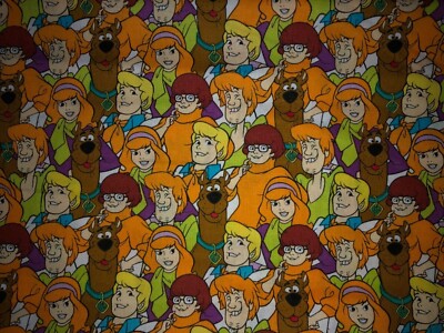 NEW SCOOBY DOO GANG COTTON Fabric 1/4yard=9 x44  SHAGGY VELMA FRED DAPH DIY MASK