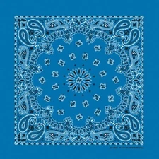 Mirage Blue Paisley 21inx21in Bandanna USA Made 100% Cotton Crafts to Cars