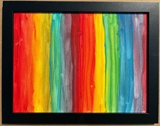 Original, genuine handmade acrylic canvas painting, "Rainbow", 10.5" x 13.5"
