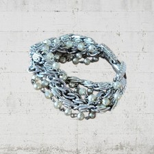 Star Silver Tone Beaded  Chain 6 Strand Fashion Bracelet