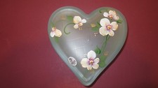 Fenton Hand Painted Heart Jewelry/Trinket Box - Signed