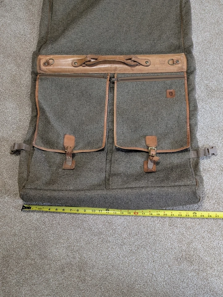 Vintage Hartmann Luggage Hanging Garment Bag Tweed & Leather - Image 3 of 4