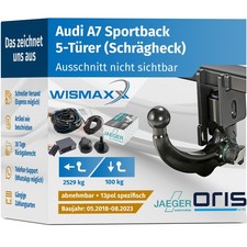 ANHÄNGERKUPPLUNG für Audi A7 Sportback ab 18 v. abnehmbar ORIS +13pol spezifisch