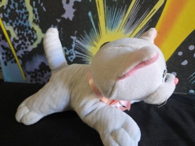 Vintage Tonka Pound Purries Newborn White Cat with Gray Stripes 8'' 1980's