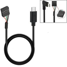 9Pin USB Header to Angle 90 USB-C Type C Male Cable for Desktop Front Panel