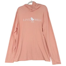 LIVE WELL 30A Performance Hoody Coral Pink Long Sleeve UPF 50+ Size L