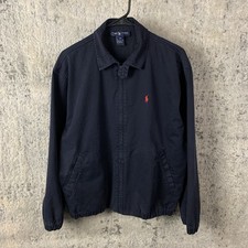 Vintage Polo Ralph Lauren Harrington Jacket Medium Blue Union Made Full Zip Mens