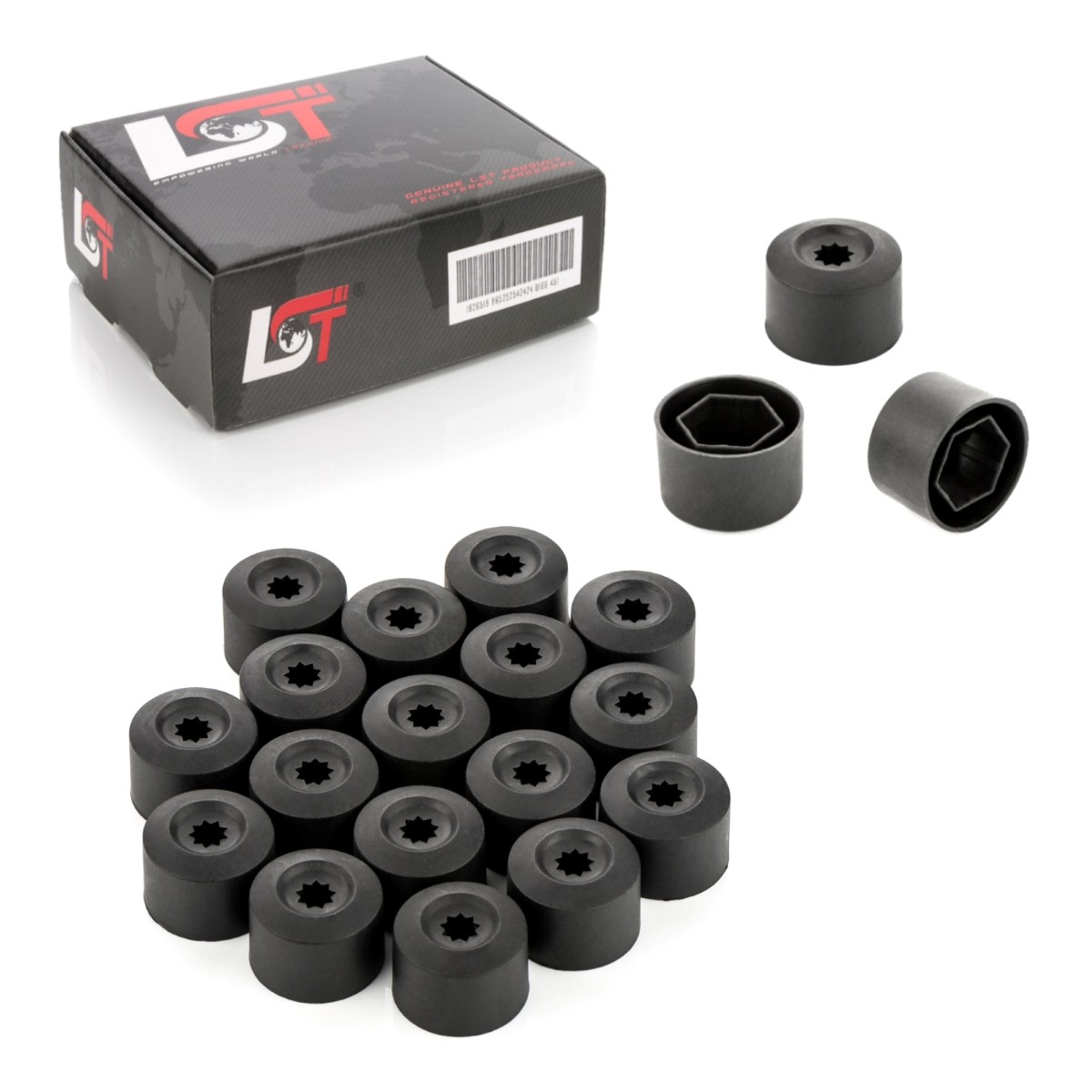 20X Wheel Bolt Cap Hex Caps Set 17 Mm Black For Fiat