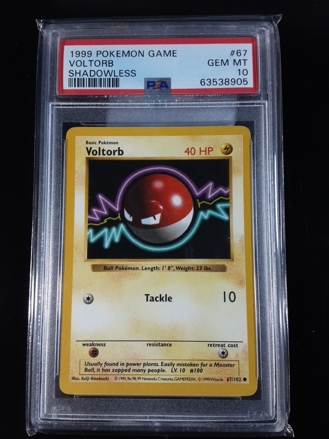 Pokémon Voltorb LOW POP Shadowless PSA  10 Base Set 67/102 Vintage 1999 WOTC