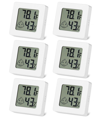 6 Igrometri Mini Digitali Con Termometro – Emoji Di Comfort, Display LCD, Montaggio A Parete O Supporto, Per Casa E Serra