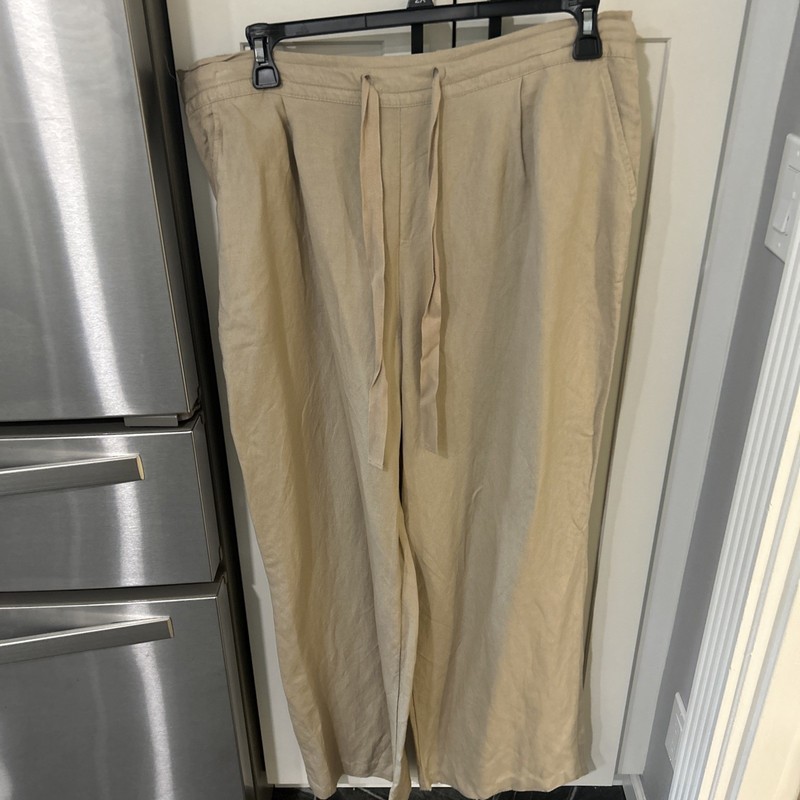 A New Day Wide-Leg Pants Women XXL Beige Relaxed Linen Travel Resortwear