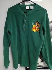 Vintage Disney Store Embroidered Winnie the Pooh Green Long Sleeve Size L